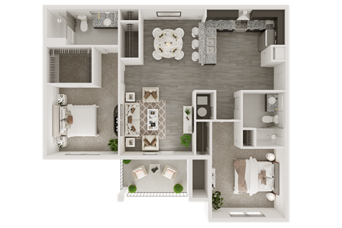 Floor plan for 2 beds, 2 baths, 1200 sqft